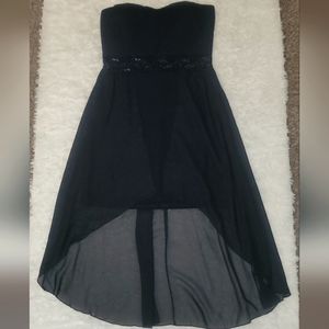 Black Formal Dress, Size XL, Black Halter With Lace and Sheer Flow Bottom